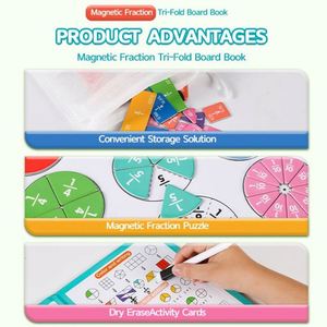 Material Didáctico <span class=keywords><strong>de</strong></span> Matemáticas para <span class=keywords><strong>Primaria</strong></span>, Libro <span class=keywords><strong>de</strong></span> Rompecabezas Magnéticos para Sumar y Restar Fracciones - Product Image 4