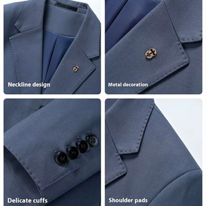 Ensemble de costumes pour hommes en <span class=keywords><strong>laine</strong></span>, coupe ajustée, veste blazer et <span class=keywords><strong>pantalon</strong></span>, pour affaires, mariages, bureau, tenue formelle ou décontractée - Product Image 6