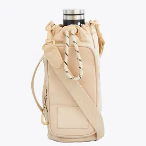 Manufacturer Custom Logo Outdoor Sports Travel Waterproof Nylon Shoulder Crossbody Water Bottle Sling Bag With Adjustable Strap