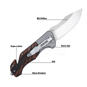 Couteau d'extérieur haut de gamme de poche G10 pliant de survie 8CR14 couteau de Camping avec couteau de survie - Product Image 3