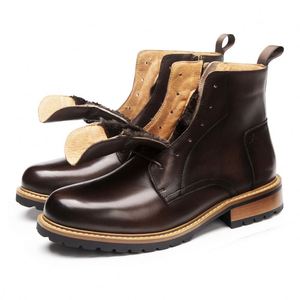 Botas de Cuero Hechas a Mano Impermeables de Moda Otoñal, Parte Superior de Piel de Vaca, Transpirables, Antideslizantes, con Aumento de Altura, Talla Grande, para Hombre de Negocios - Product Image 4