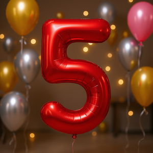 Party Love Number <b>5</b> <b>Balloon</b> Red 45cm Foil Helium Filled Birthday Party Decoration - Product Image 2