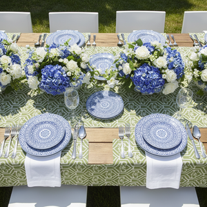 Service de table en céramique bleu floral bohème personnalisé, assiettes en porcelaine à décor <span class=keywords><strong>marocain</strong></span>, vaisselle résistante au lave-vaisselle pour la vente au détail et les événements - Product Image 2