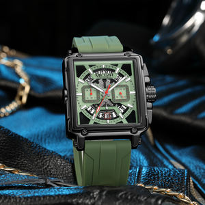 MEGIR 2233 <span class=keywords><strong>Orologio</strong></span> da <span class=keywords><strong>Uomo</strong></span> con Quadrante Quadrato alla Moda, Cinturino in Silicone <span class=keywords><strong>Giallo</strong></span>, <span class=keywords><strong>Orologio</strong></span> al Quarzo Luminoso, <span class=keywords><strong>Orologio</strong></span> Sportivo Analogico da Polso per <span class=keywords><strong>Uomo</strong></span> OEM - Product Image 4