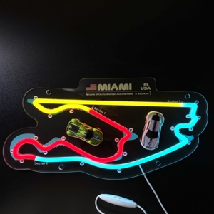 Luces de Neón de la Pista de Carreras F1 de <span class=keywords><strong>Miami</strong></span>, 5.412KM, Multicolor, Decoración de Pared para Cuarto de Hombre, Regalo para Fanáticos de las Carreras - Product Image 1