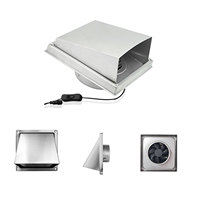Ventilateur d'extraction en acier inoxydable de 4 pouces Moteur DC sans balais 12V Capuchon de pluie mural Persienne de ventilation Élimination des odeurs/chaleur Lames en plastique