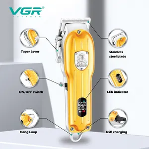 VGR V-092 Newly Design Metal Usb Rechargeable Cordless Hair Trimmer Professional Electric Hair Clipper For Men