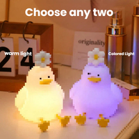 Veilleuse LED en forme de canard DouDou pour bébés et enfants, en silicone + ABS, rechargeable par Type-C, à intensité variable, mini format, commande tactile