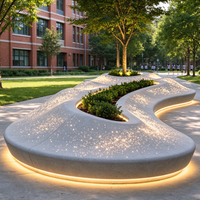 Banc en résine de béton transparente UHPC, ciment lumineux GRC, siège de piscine en forme d'arc, éclairage nocturne en pierre Tyco
