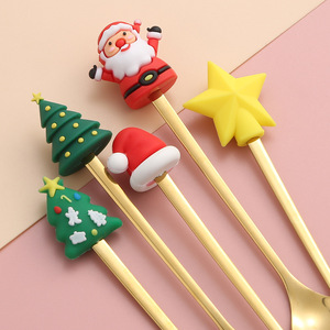 Christmas tableware stainless steel spoon fork creative coffee mixing spoon dessert spoon fork gift set - Product Image 4