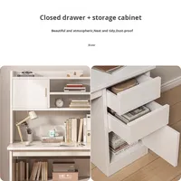 Bureau d'ordinateur en bois intégré pour la maison, pour les élèves du collège, pour la chambre à coucher, l'étude et l'écriture avec étagère et bibliothèque