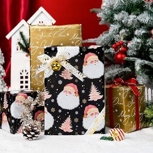 Christmas Wrapping <b>Paper</b> Black Gold Double Side Wrapping <b>Paper</b> Santa Claus Christmas <b>pattern</b> wrapping <b>paper</b> - Product Image 2