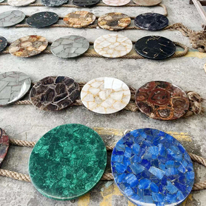 Venta al por Mayor de Piedras Preciosas de <span class=keywords><strong>Turquesa</strong></span> <span class=keywords><strong>Azul</strong></span> Pulida Redonda de 600 mm, Cubiertas para Mesas de Centro de Cuarzo - Product Image 5