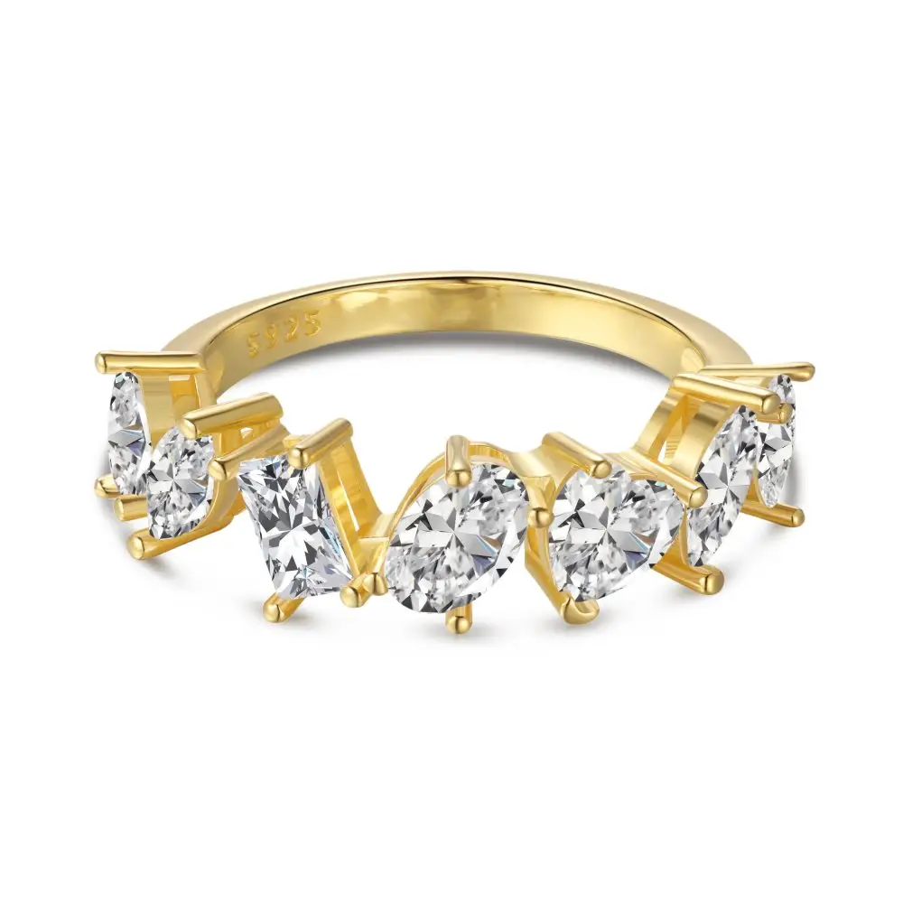 Dylam Cz Cubic Zirconia Fine 925 gioielli in argento Sterling placcato oro 18 carati fidanzamento zircone diamante fedi nuziali per le donne