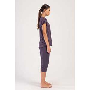 Kadin LYC viscon XXL เสื้อกันหนาวผู้หญิง kayik Yaka fiyonklu bibili Kisa Kol kapri takim - Product Image 2