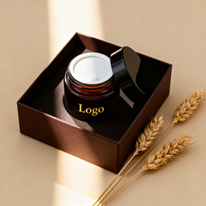 럭셔리 라운드 화장품 유리 항아리 리필 가능한 빈 미니 아이 & 페이스 크림 5g/10ml 앰버 (금 뚜껑 포함) 에센셜 오일 용 상자 - Product Image 4