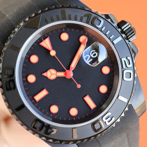 Montre de luxe pour hommes, style samouraï noir, cristal saphir, bracelet en acier inoxydable, résistance à l'eau 1000m, Date automatique - Product Image 5