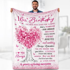 16th Birthday Gift Flannel Blanket Throw Blanket Nap Blanket Super Soft <b>Machine</b> Washable for Home Office Nap Custom Print - Product Image 5