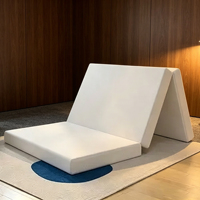 Matelas en mousse à mémoire de forme pliable en trois parties, 4 pouces, simple, avec housse amovible, design réversible, surmatelas pliable, pour voyage et invités, résistant à l'eau
