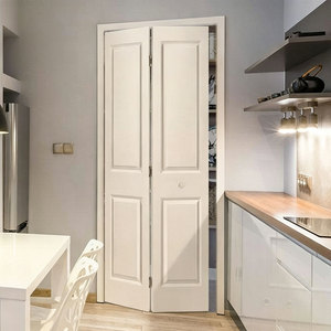 Puerta de Baño Interior Moderna de 6 Paneles, con Núcleo Hueco de HDF/MDF, Acabado Blanco, Diseño Liso con Vidrio y Madera - Product Image 2