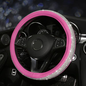 Cubierta antideslizante para <span class=keywords><strong>volante</strong></span> de coche <span class=keywords><strong>con</strong></span> purpurina de diamante de cuero, cubiertas universales para <span class=keywords><strong>volante</strong></span> de coche <span class=keywords><strong>con</strong></span> diamantes de imitación de cristal de 15 pulgadas para mujer - Product Image 5
