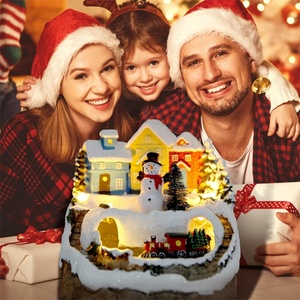 Caja de Música Luminosa Giratoria de Resina para Navidad, Adornos de Tren Pequeño Giratorio, Regalos de Navidad, Decoración de Papá Noel y Muñeco de Nieve - Product Image 6