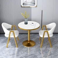Ensemble de table à manger moderne et simple pour 2 personnes, chaises en panneaux métalliques, meubles durables et écologiques pour la maison, l'hôtel ou la villa