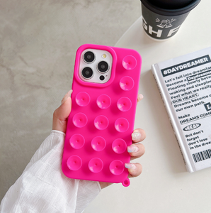 Coque de téléphone portable en silicone souple de couleur bonbon simple avec ventouse et sangle pour iPhone 16 Pro Max - Product Image 1