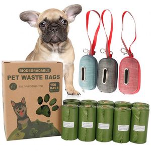 Sacs à déjections canines biodégradables avec distributeur, sacs à crottes pour chien en stock, jaunes, produits de nettoyage et de toilettage durables pour animaux de compagnie, HDPE, PE - Product Image 1