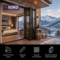 Puerta Plegable de Aluminio EOKO NFRC para Aspen Whistler Niseko Six Senses, Puertas de Vidrio Antracita para Chalet, Temporada de Esquí, Balcón, Suite