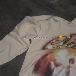 เสื้อฮู้ดดี้ทรงบ็อกซี่ผ้าเฟรนช์เทอร์รี่หนา 400 กรัม พิมพ์ลายกราฟิก ซิปยาวเต็มตัว ผ้าฝ้าย 100% ใส่ได้ทั้งชายและหญิง ตกแต่งด้วยคริสตัล - Product Image 5