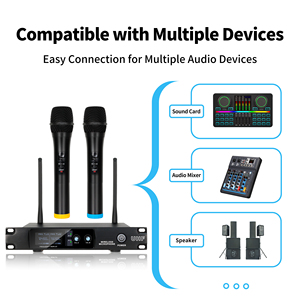 Reporter <span class=keywords><strong>Tiktok</strong></span> Système de son portable professionnel sans fil à suppression de bruit Press to Talk avec 2 microphones dynamiques à main - Product Image 4