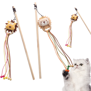 Jouet interactif en bois pour chat, bâton de chatouillage avec clochette, baguette de chasse pour chaton pour la stimulation et le jeu - Product Image 1