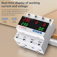 Baiwei BW-03B Régulateur de tension monophasé SVC AC ATS 63A/80A/100A réglable avec protection contre les surtensions/surintensités, affichage LCD, en matériau PC