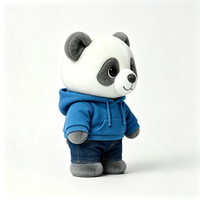 Peluche Panda Adorable avec Sweat à Capuche Bleu et Pantalon en Jean – Jouet en Peluche Super Doux, Compagnon et Souvenir