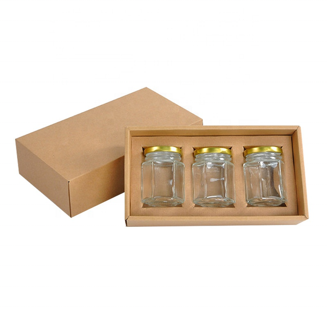 Biodegradable Printed  Kraft Paper Box Packaging Honey Bottle Jar Cardboard  Paper Box With Inner Tray