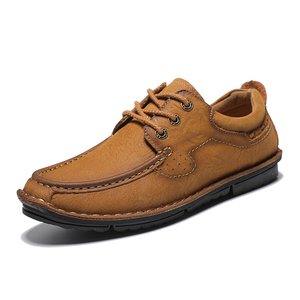 Suministro de fábrica, acepta OEM, capa de puño de alto nivel, cuero de vaca con cordones, zapatos casuales hechos a mano para papá para hombres - Product Image 2
