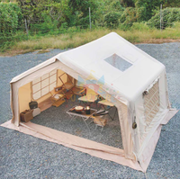 Tente cabine gonflable 12 17 Spm 2 chambres tente pneumatique avec moustiquaire à fenêtre transparente pour tente de Camping en plein air multifamiliale
