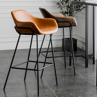 Chaise haute de bar de cuisine moderne en cuir de luxe pour restaurant, café et bar à domicile – Vente en gros