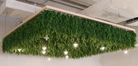 Panneau mural en herbe artificielle verte pour hôtel, restaurant, hall, plafond, feuilles suspendues artificielles pour la décoration du plafond
