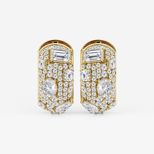 Élégantes boucles d'oreilles créoles pavées de diamants de laboratoire multi-formes de 3 1/2 carats avec éclat brillant, bijoux de luxe éthiques pour femmes - Product Image 5