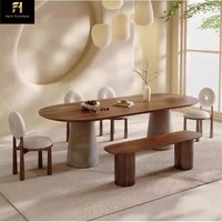 Table à manger ovale en bois nordique Wabi Sabi 6 places, style campagnard italien, table à manger en bois personnalisable