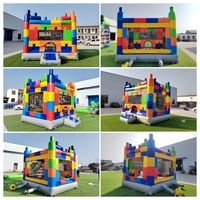 Trampoline gonflable commercial certifié CE, thème blocs, 13x13 pieds, pour fêtes d'enfants et location commerciale