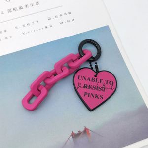 Customizable Wholesale Black and pink Heart-shaped Leather Ins Style Women's Style Acrylic <b>Key</b> <b>Chain</b> for Car Pendant Woman Gift - Product Image 6