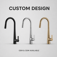 Robinet de cuisine monocommande noir mat avec bec long pivotant, mitigeur moderne sans plomb, économie d'eau, résistant à la rouille