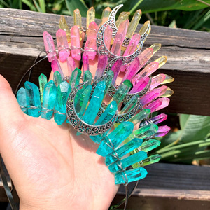 Tiara in Cristallo Naturale, Cerchietto per Capelli in Quarzo Grezzo, Corona Luna Fatta a Mano per Streghe - Product Image 2