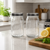 Vente en gros de récipients en verre multi-usages, étanches, hermétiques, avec logo personnalisé disponible pour la conservation des aliments, bocaux en verre Mason