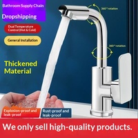 Robinet de lavabo de salle de bain moderne à poignée unique chromé, à poser sur le plan, avec bec rotatif et installation monotrou