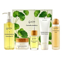 Coffret Soin Visage Cica Centella Asiatica 5 Pièces : Nettoyant, Tonique, Sérum, Crème, Huile – Kit Peaux Sensibles Format Voyage