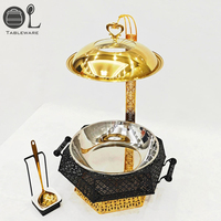 Chauffe-plats de luxe en acier inoxydable Golden Lace, alimenté au carburant, 8L, design moderne écologique, chauffe-eau haute efficacité